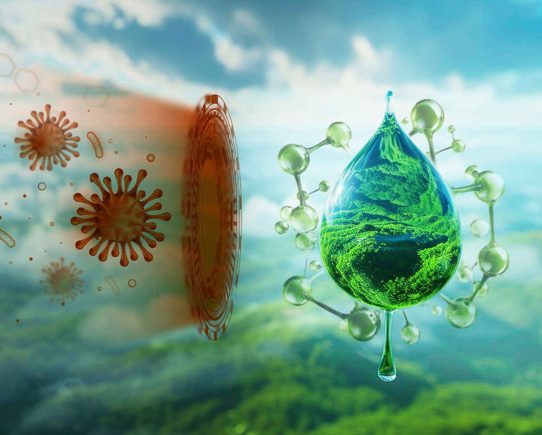 Wassertropfen mit Mineralien